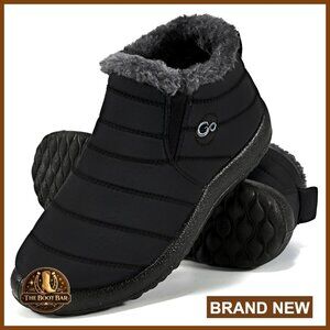 Faux Fur Lined Waterproof Slip On Ankle Boots Winter Snow Boots